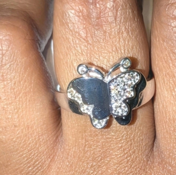 Elegant 925 Sterling Silver Butterfly Ring Sz 8